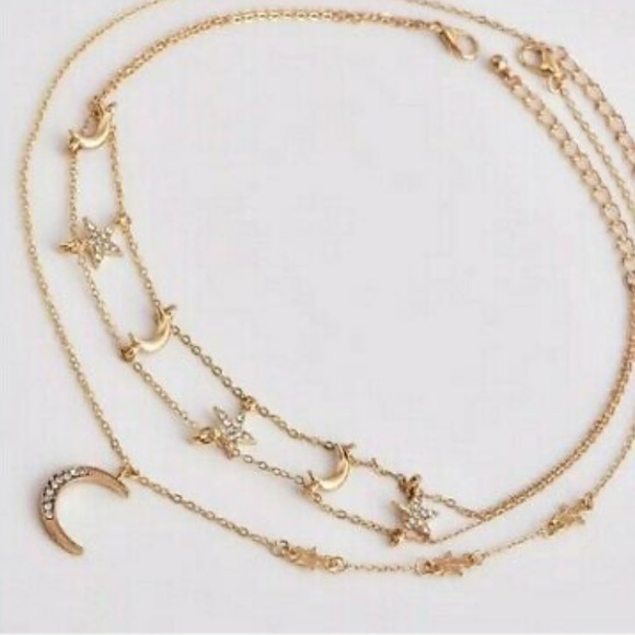 2 Left! New! ☆ HP! Star & Crescent Moon Multi-Layered Necklace - Picture 3 of 5